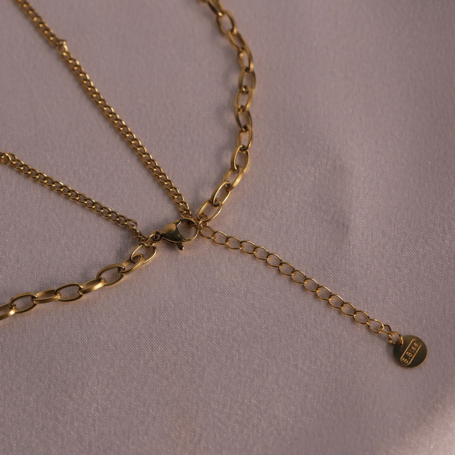 Gold Pendant Necklace with Hamsa Hand and Evil Eye