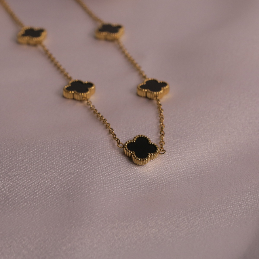 Onyx Clover Necklace
