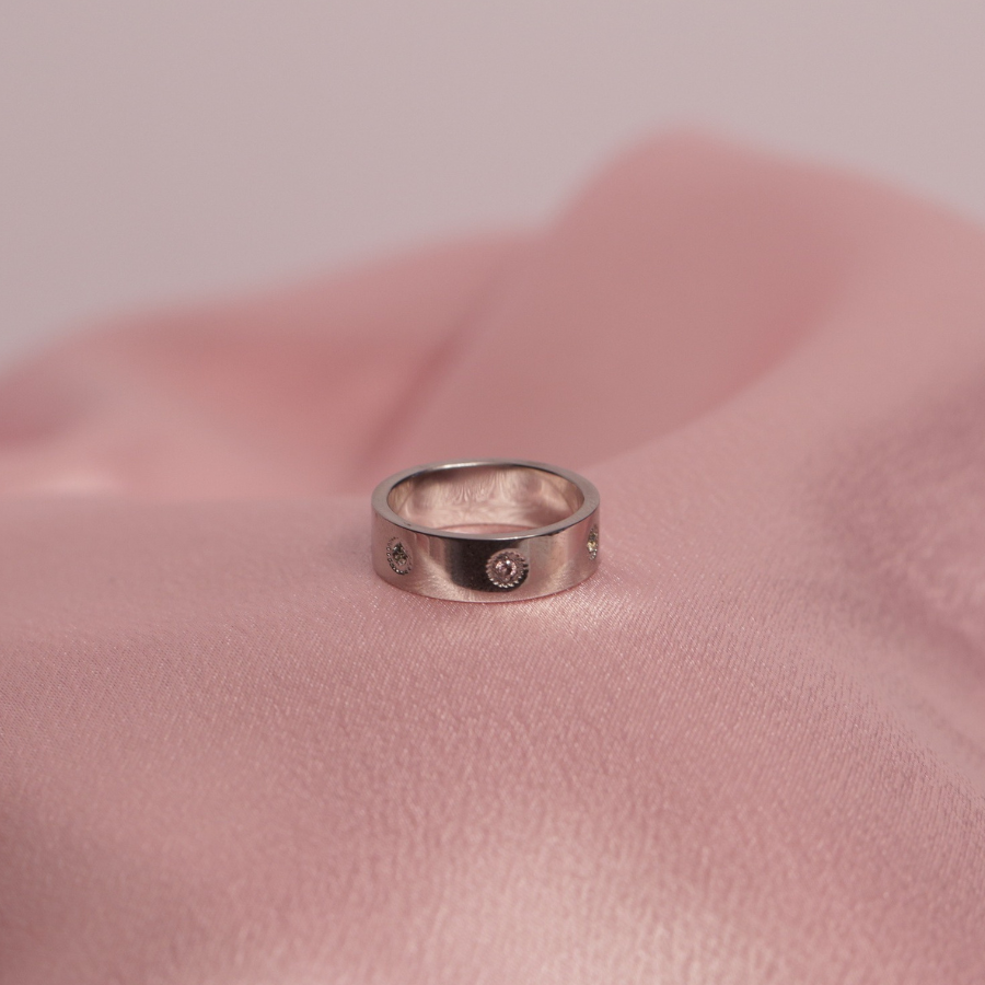 Modern Minimalist Studded Silver Band