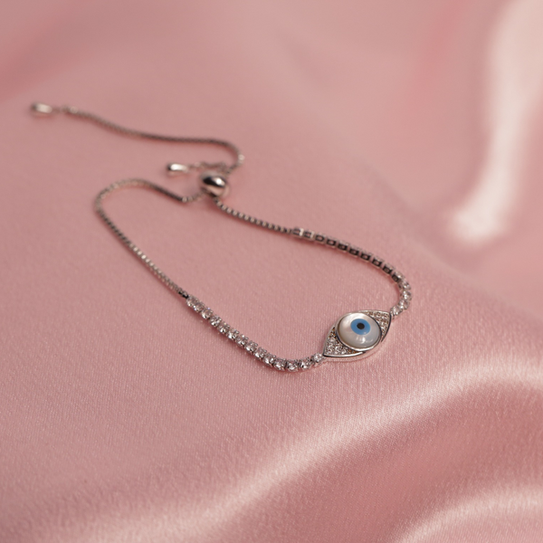 Bracelet with Evil Eye and Diamond Charms