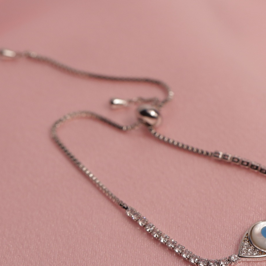 Bracelet with Evil Eye and Diamond Charms