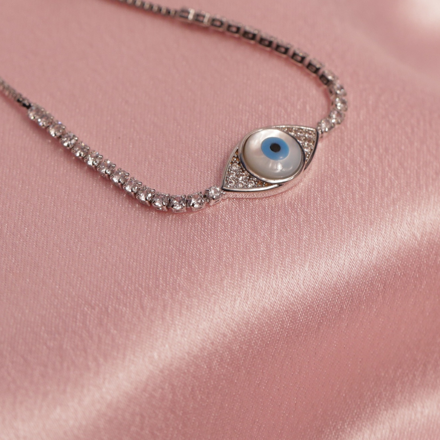 Bracelet with Evil Eye and Diamond Charms