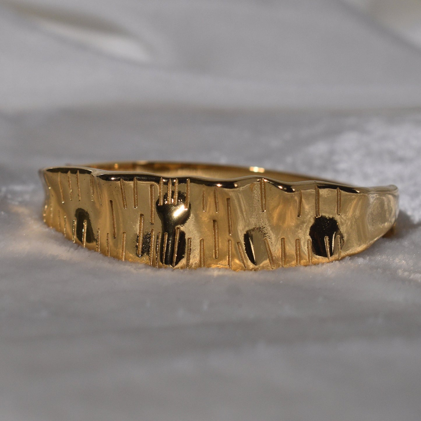 Gold-Plated Bracelet with Texture and a Distinct Wavy Pattern