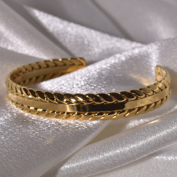 Classic Gold Cuff Bracelet with Adjustment