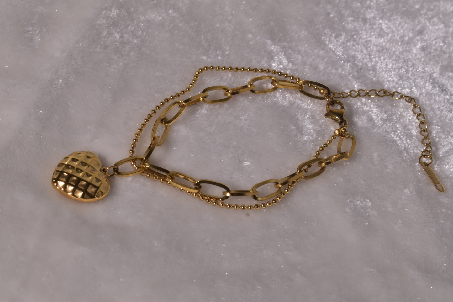 Golden Harmony: Heart Bracelet with Texture