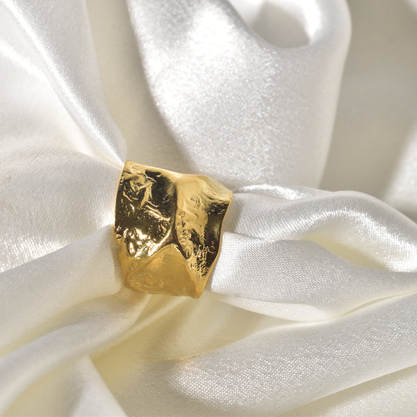 The Textured Gold Statement Ring - Bold & Timeless