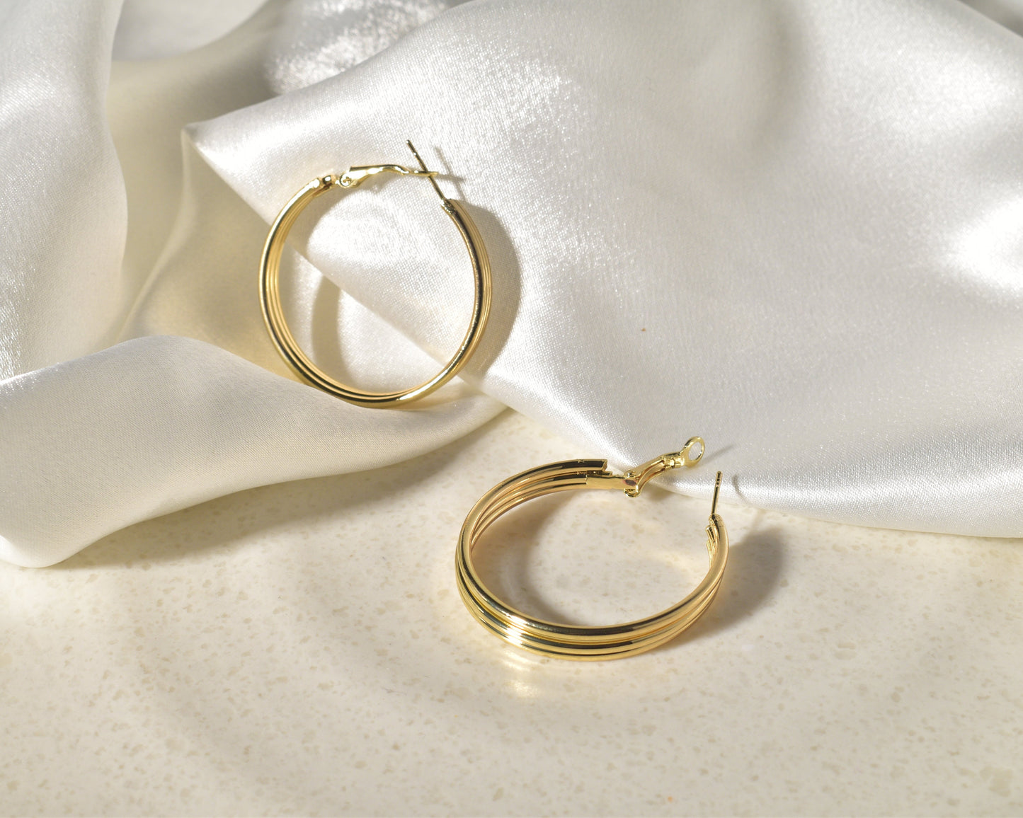 Modern & Sleek Double Band Gold Hoop Earrings