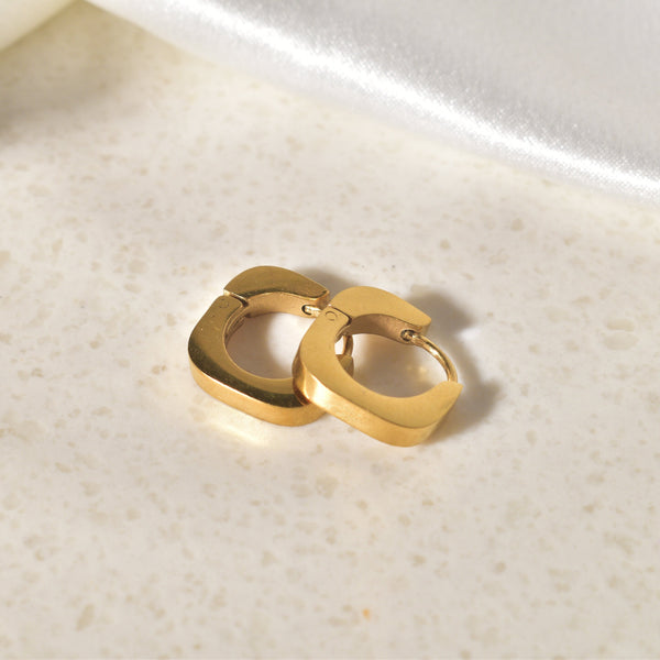 Square Matte Gold Huggie Hoops: Simple & Contemporary