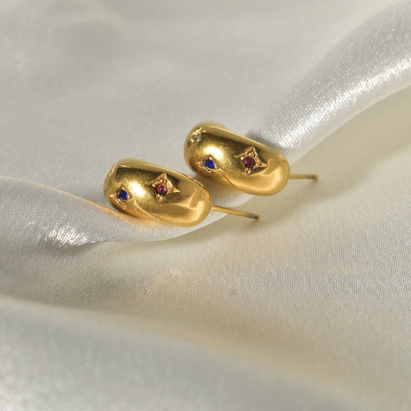 Cosmic Elegance: Celestial Gemstone Stud Earrings