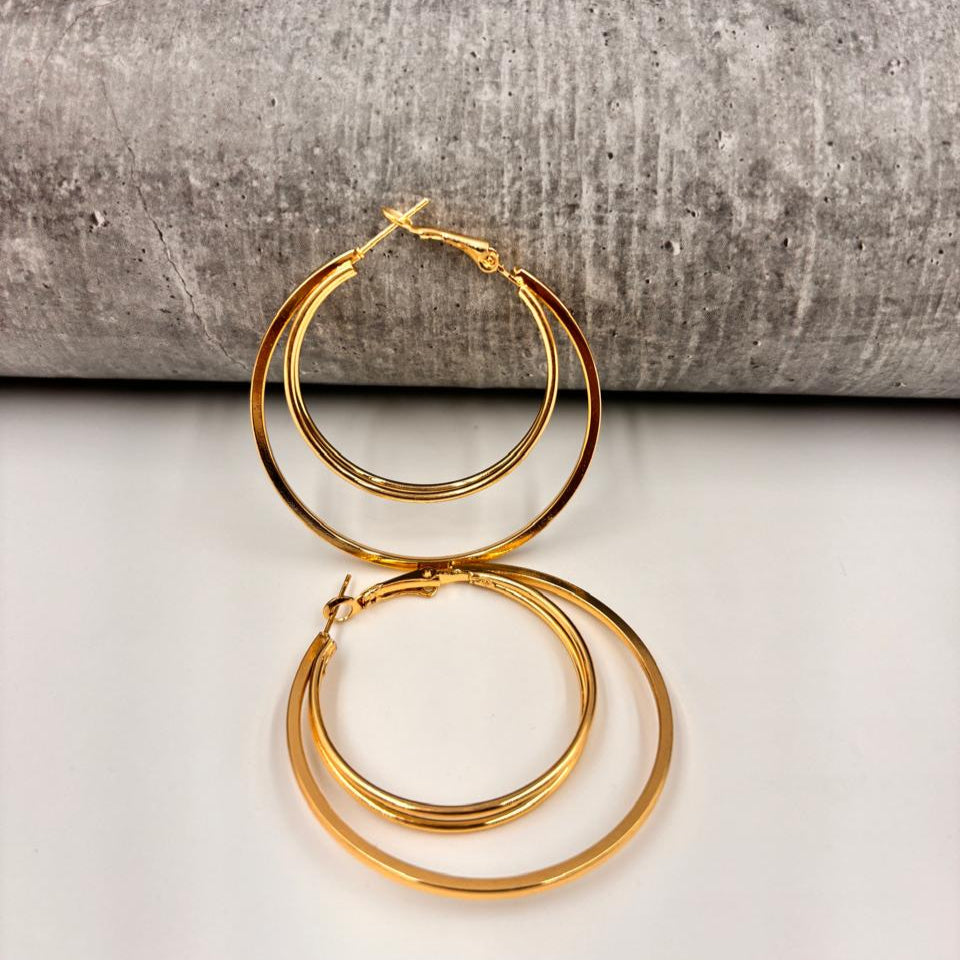 Dual Hoop Gold Earrings