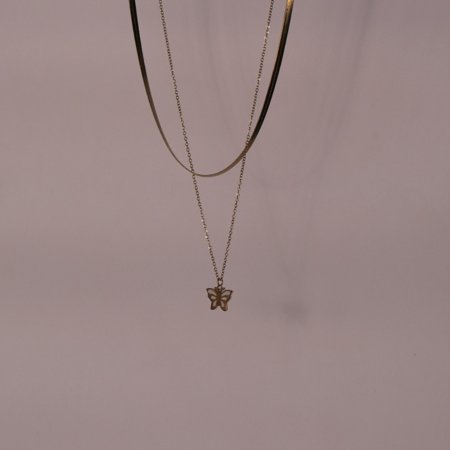 Layered Golden Flutter Necklace