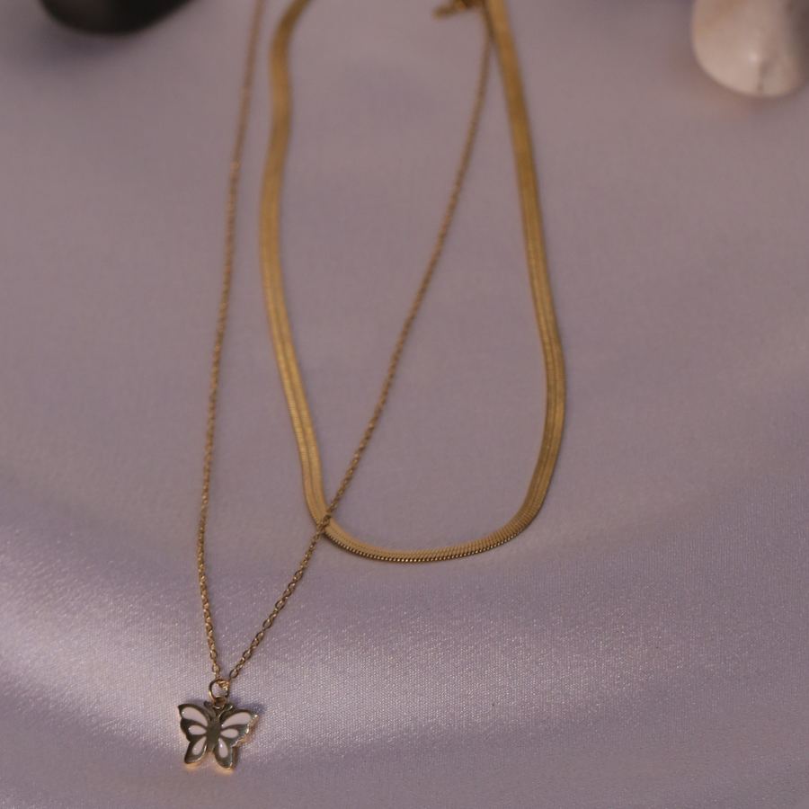 Layered Golden Flutter Necklace
