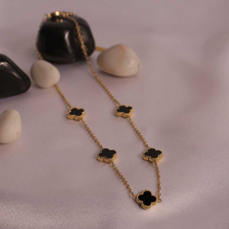 Onyx Clover Necklace