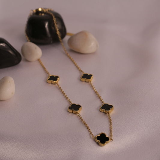 Onyx Clover Necklace