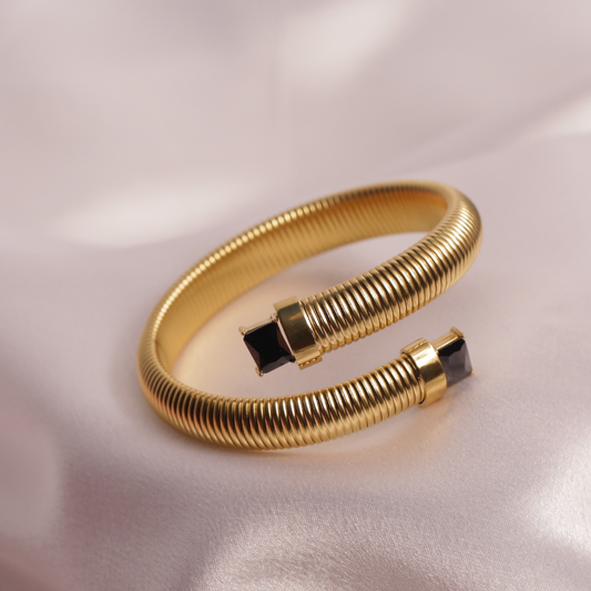 Sleek golden coil bracelet