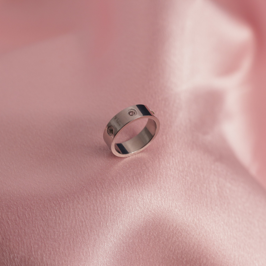 Modern Minimalist Studded Silver Band