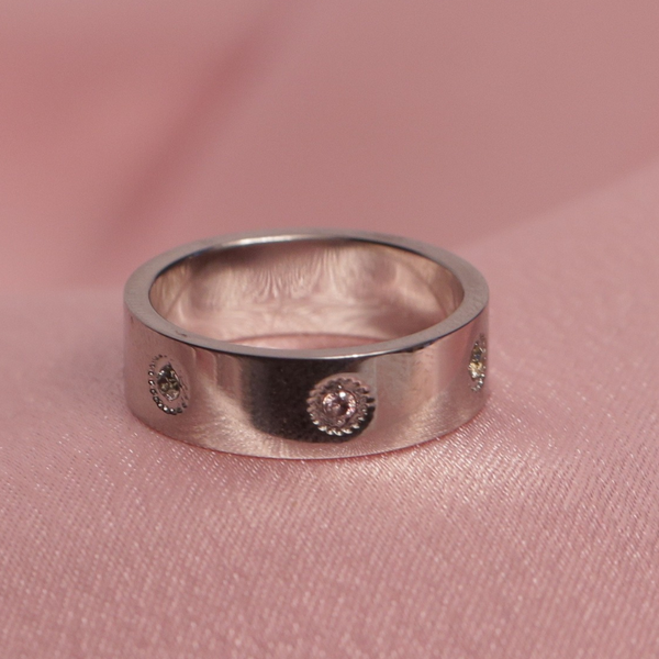 Modern Minimalist Studded Silver Band