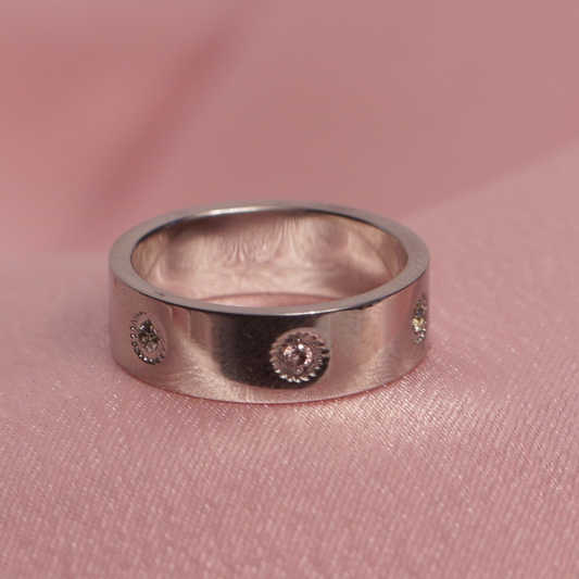 Modern Minimalist Studded Silver Band