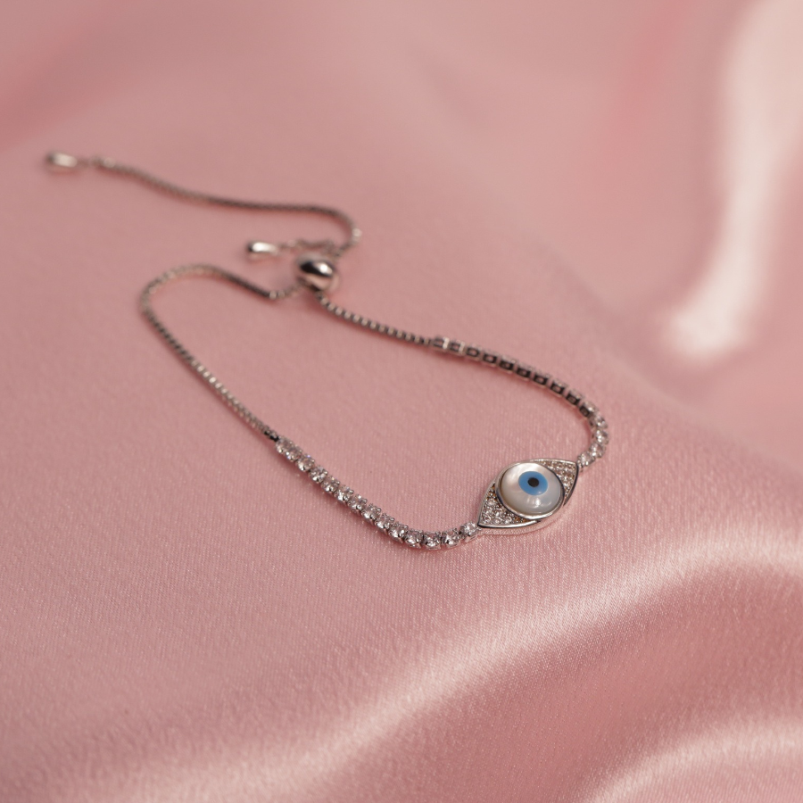 Bracelet with Evil Eye and Diamond Charms