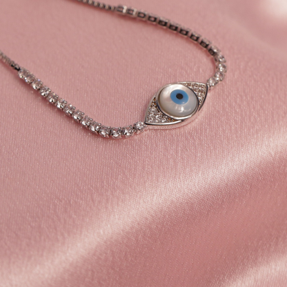 Bracelet with Evil Eye and Diamond Charms