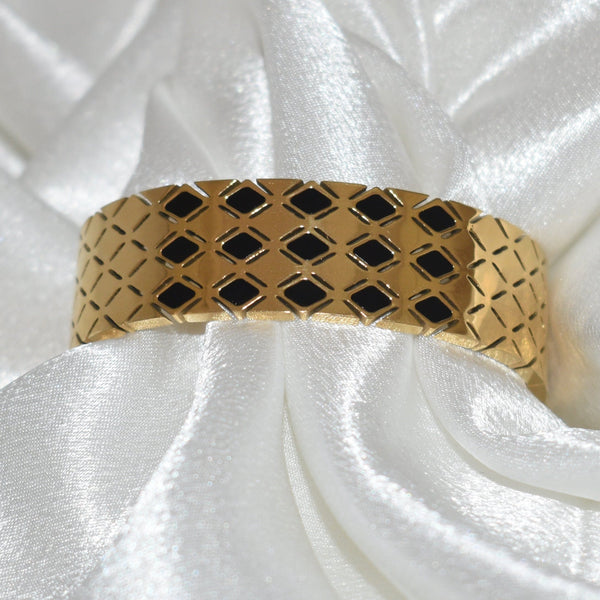 Cuff Bracelet in Gold with Detailed Geometric Cutout Design