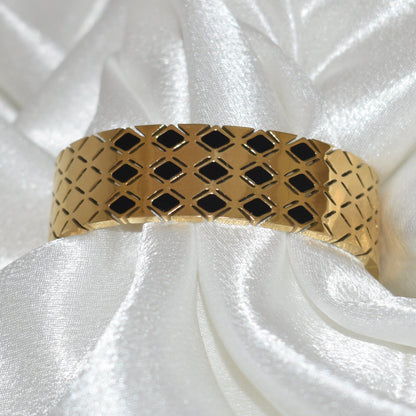 Cuff Bracelet in Gold with Detailed Geometric Cutout Design