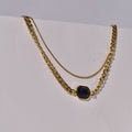 Elegant Layered Necklace with Black Gems