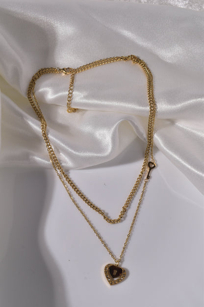 Heart Pendant Necklace with Love Lock