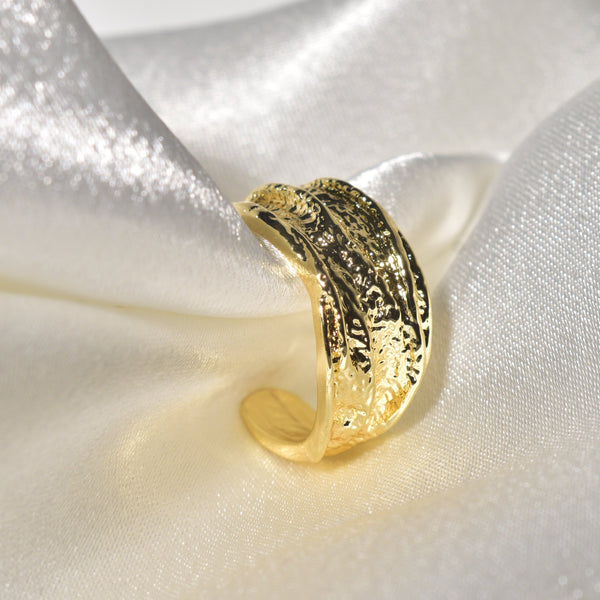 A Touch of Luxuriance with the Textured Gold Wrap Ring