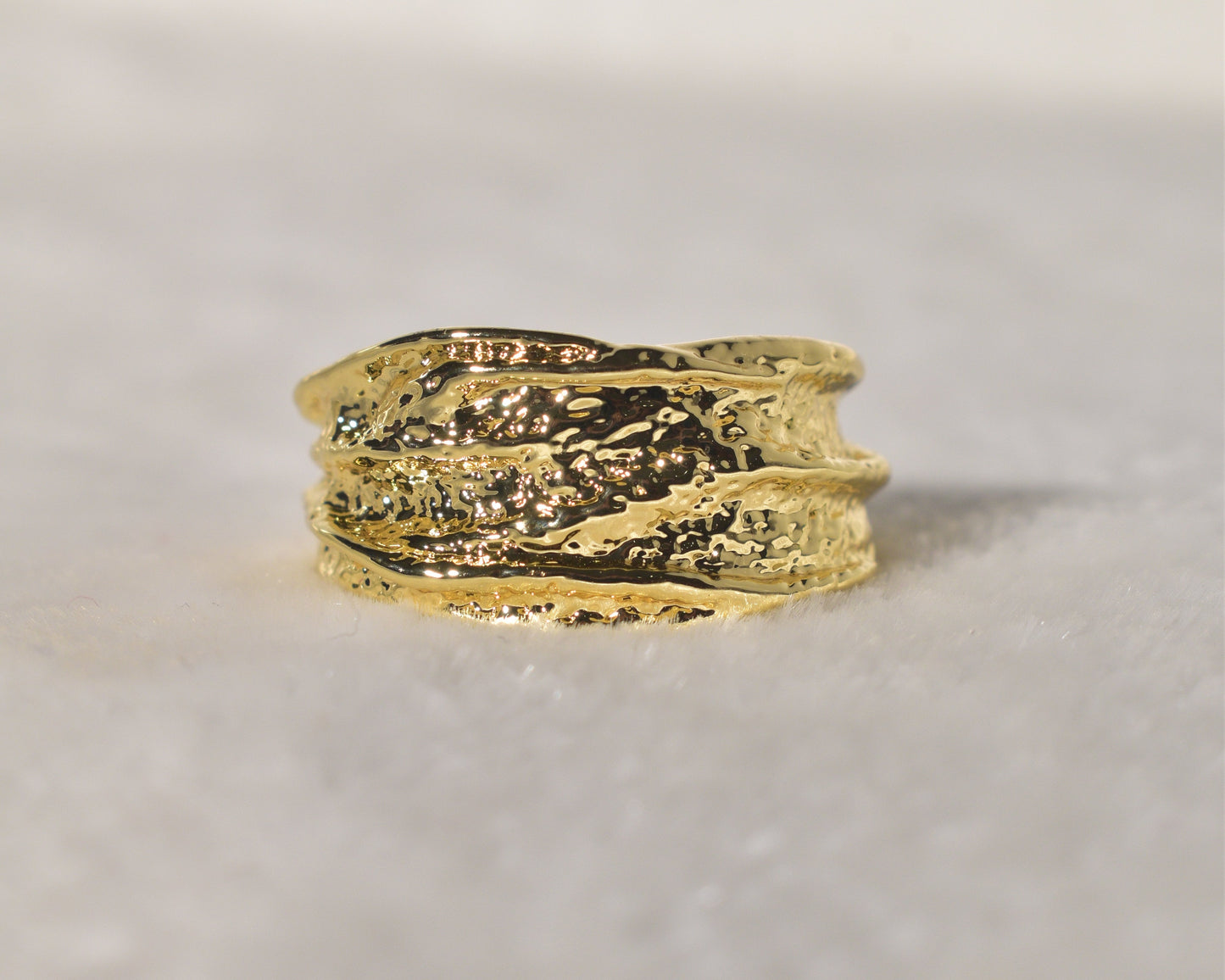 A Touch of Luxuriance with the Textured Gold Wrap Ring