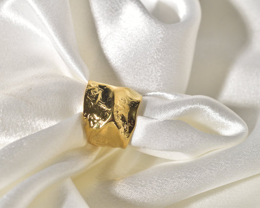 The Textured Gold Statement Ring - Bold & Timeless