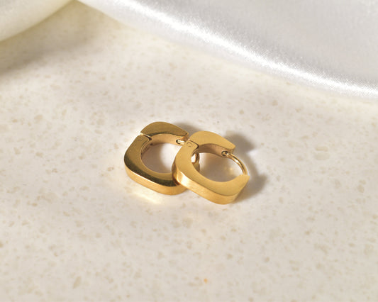 Square Matte Gold Huggie Hoops: Simple & Contemporary