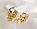 Boho Luxe Golden Coin Dangle Hoop Earrings