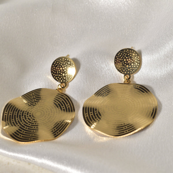 Bold & Elegant Golden Maze Statement Earrings