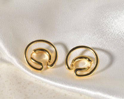 Vibrant and Modern Abstract Swirl Gold Earrings