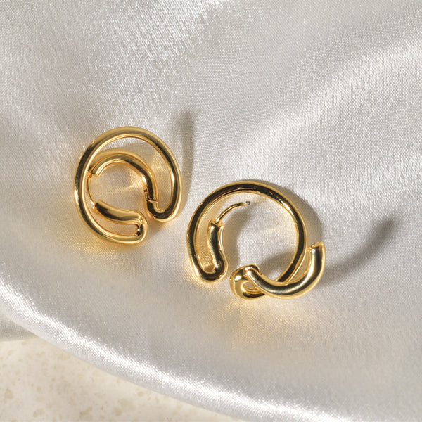 Vibrant and Modern Abstract Swirl Gold Earrings