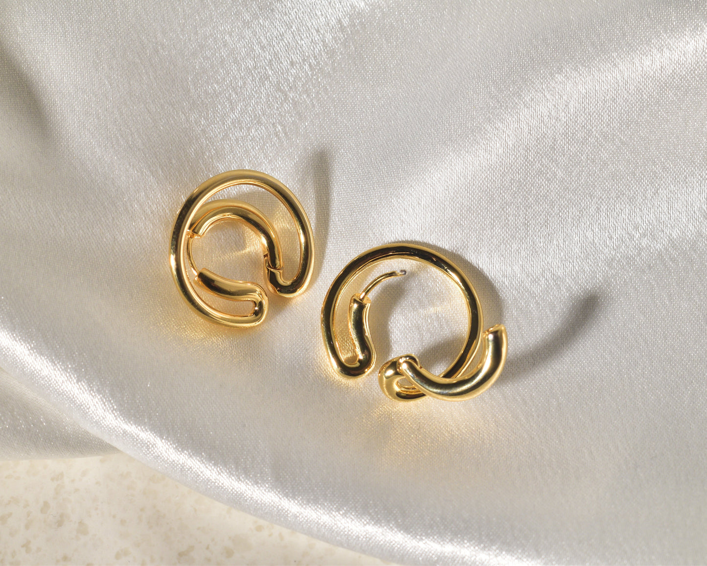 Vibrant and Modern Abstract Swirl Gold Earrings