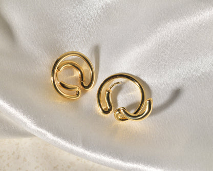 Vibrant and Modern Abstract Swirl Gold Earrings