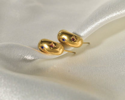 Cosmic Elegance: Celestial Gemstone Stud Earrings