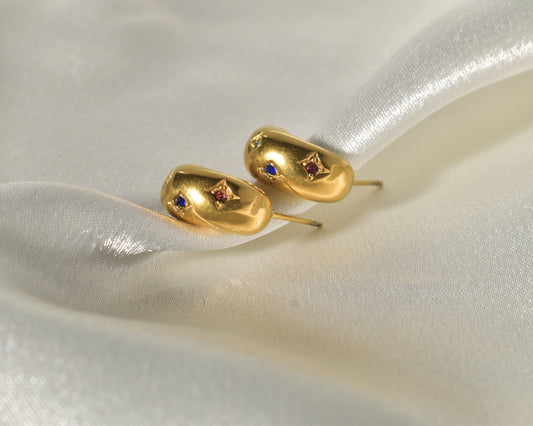 Cosmic Elegance: Celestial Gemstone Stud Earrings