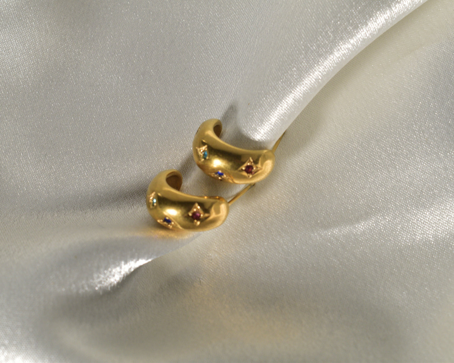 Cosmic Elegance: Celestial Gemstone Stud Earrings